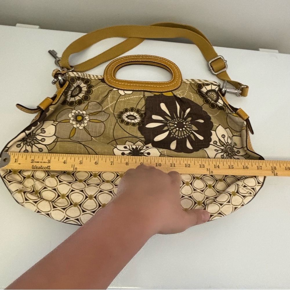 Fossil Satchel Canvas Floral Crossbody Purse Women’s Bag - Picture 10 of 11